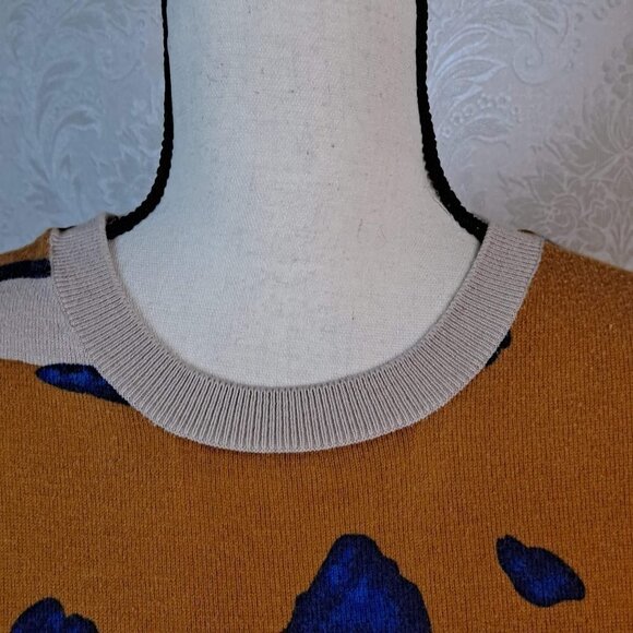 3.1 Phllip Lim Target Size Large Sweater Front Leopard Top Org/Blu/Crm EUC - Picture 2 of 12